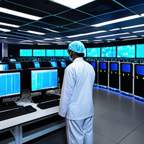 Home 8 **
A bustling Cyberjaya data center. Modern servers hum, illuminated by cool blue lights. Engineers in clean suits monitor screens displaying complex data flows. The Malaysian flag is subtly displayed, symbolizing the nation's digital infrastructure advancements. Focus on showcasing advanced technology and data security.
**