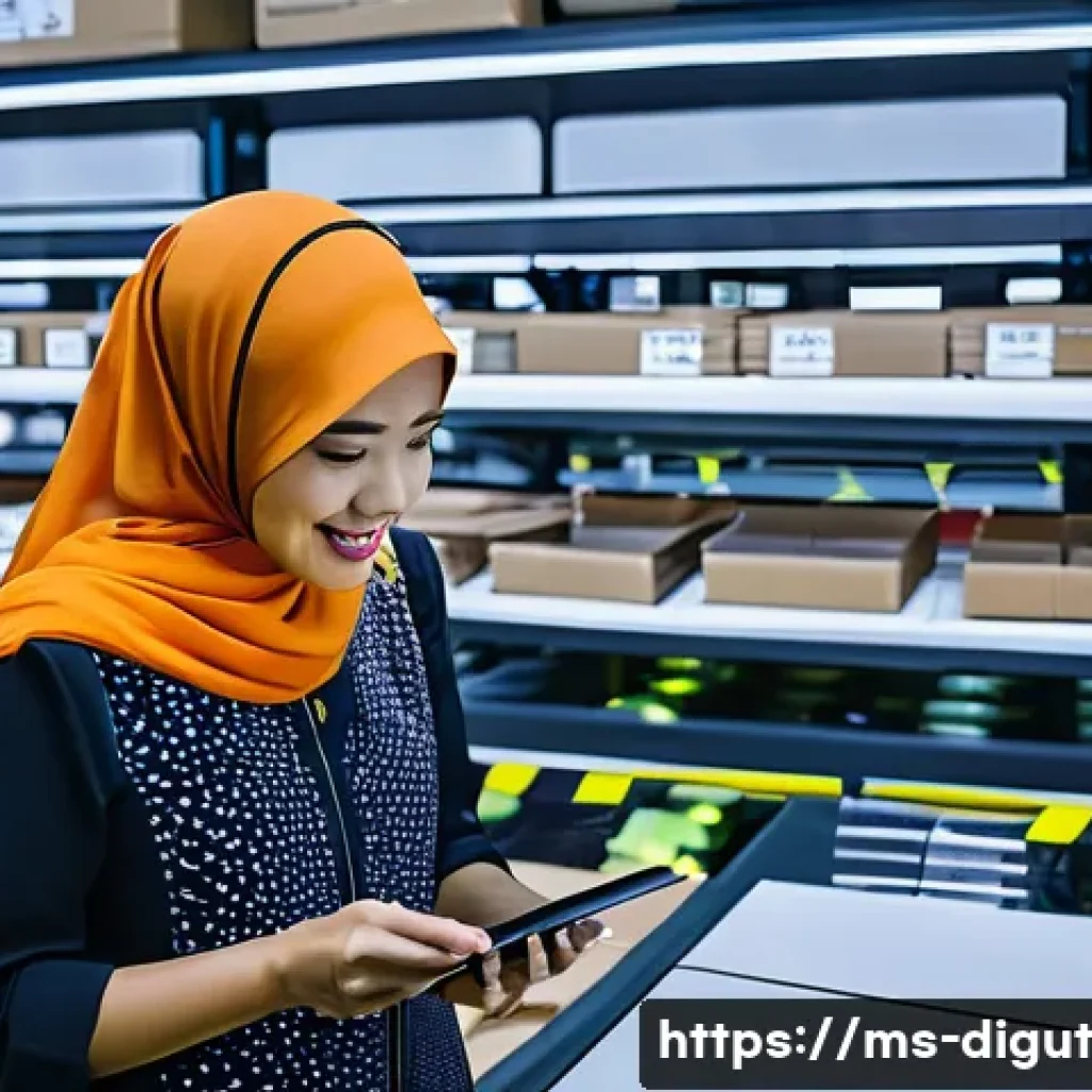 디지털 프리 존의 비즈니스 네트워킹 기회 - **Prompt:** A dynamic, wide-angle shot of a futuristic Digital Free Zone (DFZ) fulfillment center at...