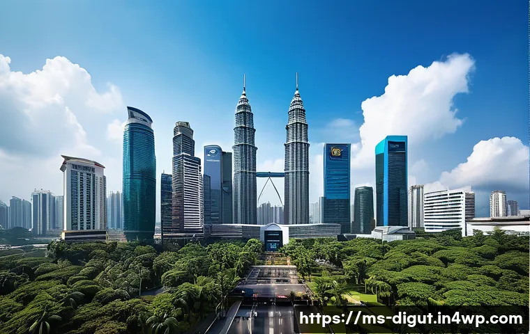 디지털 프리 존에서의 지역 경제 활성화 - A vibrant digital free zone business district in Kuala Lumpur, Malaysia, featuring modern skyscraper...
