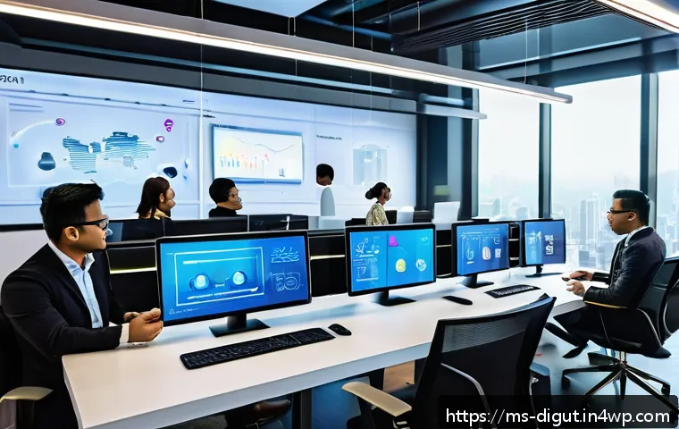 디지털 프리 존의 운영 모델 분석 - A modern Malaysian Digital Free Zone office environment showcasing a diverse team of young professio...